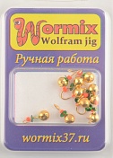 Мормышка Wormix точеная вольфрамовая Дробь d=4 гальваника золото 0,6гр арт. 8501