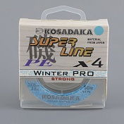 Шнур плетёный зимний Kosadaka Super Line PE X4, Winter Pro 50м, 0,14мм, голубой, 8,2кг