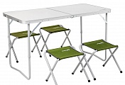 Набор мебели Helios стол складной T-FS-21407 + 4 стула (сталь) цв.green 21124