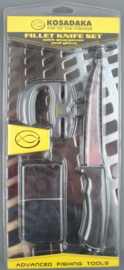 Набор: металлизированная перчатка, нож, точилка GKS1 (Kosadaka)