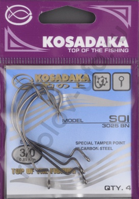 Офсетные крючки Kosadaka Soi BN №3/0 T-0.85 mm L-44 mm