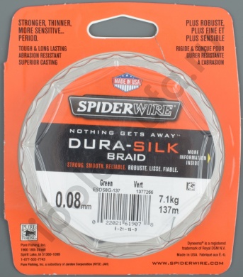 Шнур плетёный SpiderWire DuraSilk Green 137m 0.10