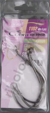 Одинарные крючки Cobra CATFISH сер. 1102 разм. 008/0