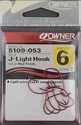 Офсетный крючок Owner 5109 Red №6 J-Light Hook