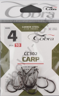Одинарные крючки Cobra Carp сер.CC302 разм.004