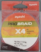 Шнур плетёный Ayashi Pro Braid-X4 (blue) 0,18 мм, 135 м