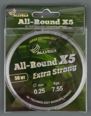 Леска Allvega All-Round X5  0,22мм  50м  6.15кг прозрачная