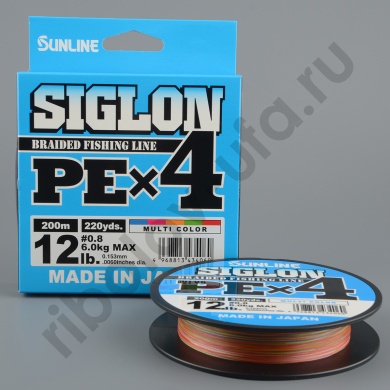 Шнур плетёный Sunline Siglon PEx4 200m Multicolor #0.8/ 12lb