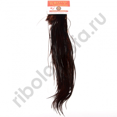 Половинка петушиного седло Whiting Bronze Midge 1/2 Saddle Grizzly dyed Coachman Brown