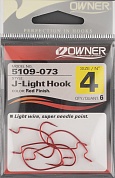 Офсетный крючок Owner 5109 Red №4 J-Light Hook