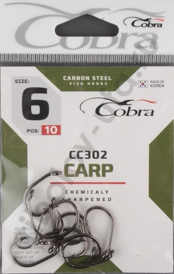 Одинарные крючки Cobra Carp сер.CC302 разм.006