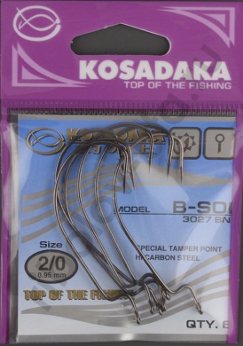 Офсетные крючки Kosadaka B-Soi Worm BN №2/0 T-0.95 mm L-47 mm