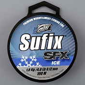 Леска зимняя Sufix SFX Ice 100 м, 0,12 мм, 1,8кг, цв. прозрачная 