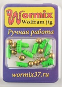 Мормышка Wormix точеная вольфрамовая Столбик d=3 с латунным шариком (зеленый) арт. 457