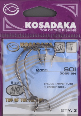 Офсетные крючки Kosadaka Soi BN №4/0 T-0.91 mm L-48 mm