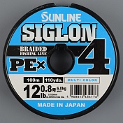 Шнур плетёный Sunline Siglon PEx4 100m Multicolor #0.8/ 12lb