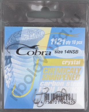 Одинарные крючки Cobra CRYSTAL сер.1121 разм.014