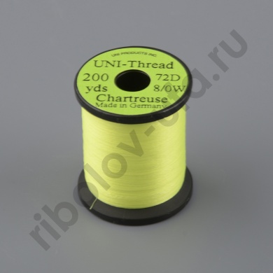 Монтажная нить Uni Thread 8/0 200y Chartreuse  (вощеная)