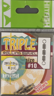 Вертлюг тройной цепочка Hitfish Triple Rolling Swivel №10, 28lb, 13кг