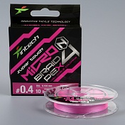 Шнур плетёный Intech MicroN PE X4 Pink 100м, 0.104мм, 4.54кг 10Lb #0.4