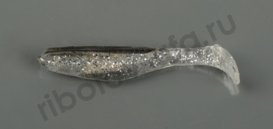 Силиконовая приманка Manns Flipper-70 прозрачный с серебр бл и черн спин (20 шт/уп) 70-46