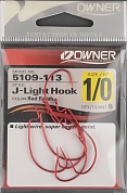 Офсетный крючок Owner 5109 Red №1/0 J-Light Hook
