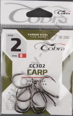 Одинарные крючки Cobra Carp сер.CC302 разм.002