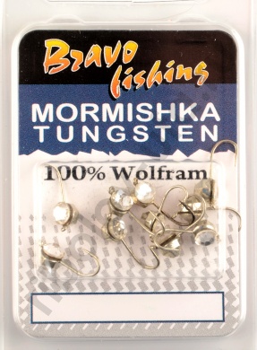 Мормышка вольфрам Bravo Fishing Шар с ушком, грань и Swarovski 4.0 мм 0.49 гр Sil-белый