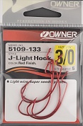 Офсетный крючок Owner 5109 Red №3/0 J-Light Hook