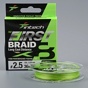 Шнур плетёный Intech First Braid X8 Green 100м, 0.26мм, 16.34кг 36lb #2.5