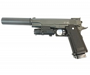Пистолет пневм. Stalker SA5.1S Spring, кал 6мм, металл + имитатор ПБС и ЛЦУ (Hi-Capa 5.1)