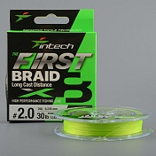 Шнур плетёный Intech First Braid X8 Green 100м, 0.235мм, 13.62кг 30lb #2.0