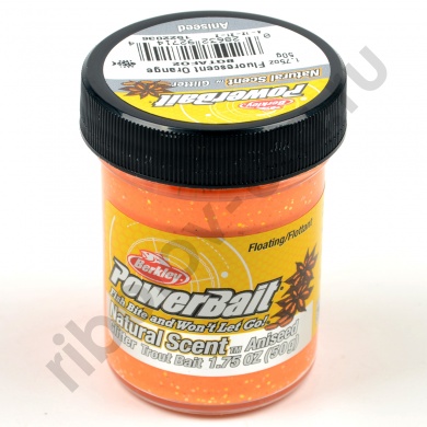 Паста форелевая Berkley PowerBait Natural Glitter Trout Bait Anise FluoR Orange/ Анис Флуо Оран 50гр