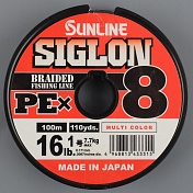 Шнур плетёный Sunline Siglon PEx8 100m Multicolor #1.0/ 16lb