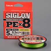 Шнур плетёный Sunline Siglon PEx8 150m Light Green #0.3/ 5lb