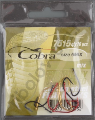 Одинарные крючки Cobra MIX сер.7515 разм.006