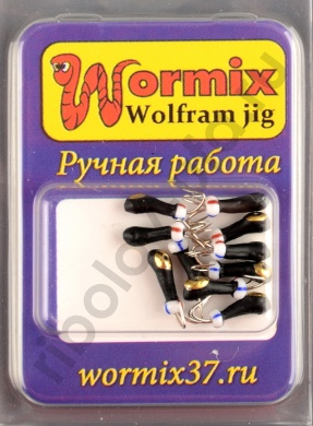Мормышка Wormix точеная вольфрамовая Коза d=2.5 перевертыш с золотой коронкой арт. 1461