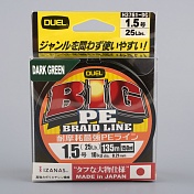 Шнур плетёный Duel Big PE Braid Line 135м Dark Green X4 # 1.5 10кг 0.21мм