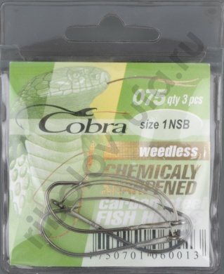 Одинарные крючки Cobra WEEDLESS сер.075 разм.001 (3шт)
