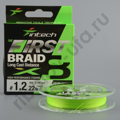Шнур плетёный Intech First Braid X8 Green 150м, 0.185мм, 9.99кг 22lb #1.2