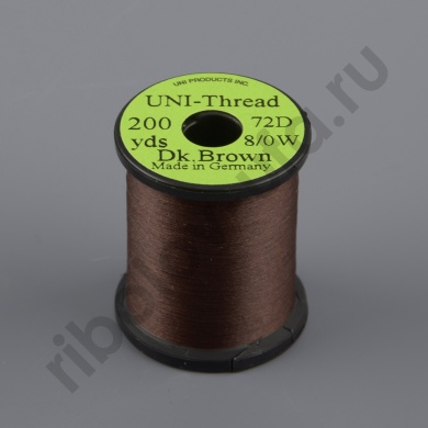Монтажная нить Uni Thread 8/0 200y Dark Brown  (вощеная)