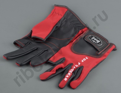 Перчатки спиннингиста Alaskan Red/Black, двухпалые р. L