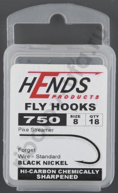Крючки Hends 750 Pike Streamer Black Nickel #8 (18шт/уп) HND 750-18-8