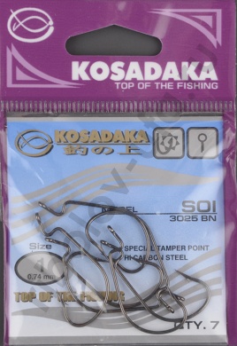 Офсетные крючки Kosadaka Soi BN №1 T-0.74 mm L-30 mm