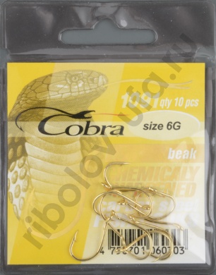 Одинарные крючки Cobra BEAK сер.1091G разм.006