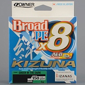 Шнур плетёный Owner Kizuna Broad PE X8 135m green 0,13mm, 6,7kg