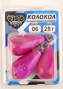 Груз Колокол Vido крашеный с быстросъемной застежкой 28гр, цв. 06-фиолетовый 