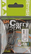 Одинарные крючки Hitfish с насечками SH Carry Worm #1/0 (12шт/уп)