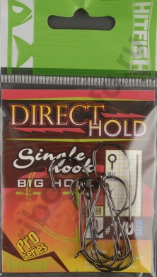 Одинарные крючки Hitfish  с засечками Direct Hold Single Hook (с большим ухом) # 1/0 