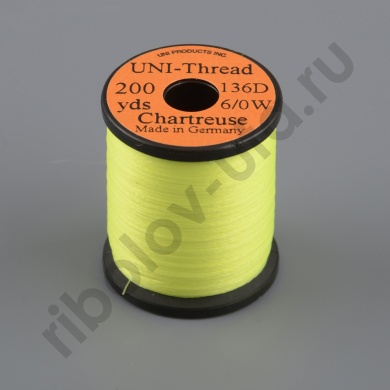 Монтажная нить Uni Thread 6/0 200y Chartreuse  (вощеная)